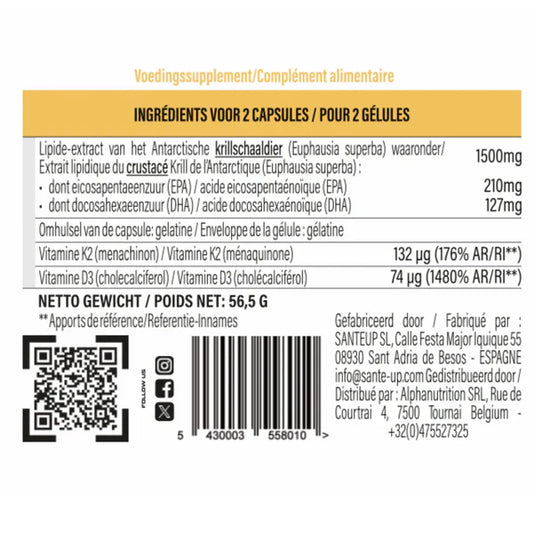 Alpha Labz - Fat Is Life - Omega 3 Huile de Krill, Vitamine K2 MK4 et Vitamine D3